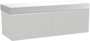 Balmani Fila by Mitra meuble salle de bains suspendu 150 x 55 cm blanc mat avec Dominus tablette simple ou double en solid surface blanc mat, Nervure droite symétrique verticale