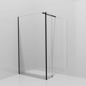 Balmani Modular douche à l'italienne avec paroi latérale fixe: 120 x 200 cm, Ribs, avec coating, Profil Noir mat