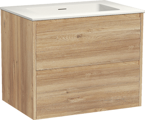 Storke Seda meuble salle de bains suspendu 75 x 52 cm chêne brut avec Mata plan simple en solid surface blanc mat
