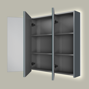 Linie Montro spiegelschrank 100 x 75 cm Blau Anthrazit, mit Spiegelbeleuchtung