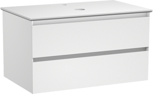 Balmani Mitra meuble salle de bains suspendu 90 x 55 cm blanc mat avec Facetta tablette simple en solid surface blanc mat