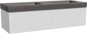 Storke Edge meuble salle de bains suspendu 150 x 52 cm blanc mat avec Scuro High double vasque en quartz noir mat
