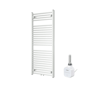 Vipera Kanza Einzel Handtuchheizkörper 50 x 120 cm Elektrische Heizung Weiß glänzend Seiten- und Mittelanschluss 500W, inkl. Widerstand
