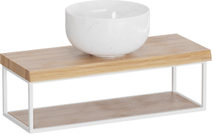 Balmani Life Edge Mini tablette 55 x 22,50 cm teck avec Bowl vasque à poser en marbre Carrara