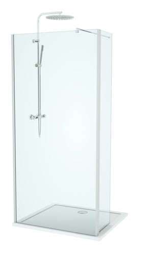 Linie Twist Walk-In Dusche: Bewegliche Seitenwand, 100 x 200 cm, Klarglas, Chromprofil