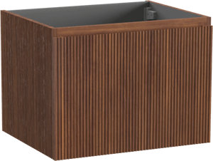 Storke Ribs meuble sous-vasque suspendu 65 x 52 cm noyer 2 tiroirs