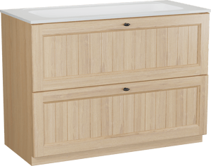 Balmani Lemon staand badmeubel 120 x 55 cm, fineer naturel eiken met Tablo Strada enkele wastafel in hoogglans wit