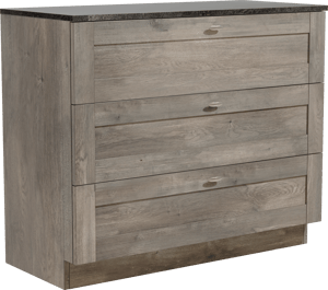 Linie Classo staand badkamermeubel 100 x 46 cm grijze eik met Lado enkel of dubbel tablet in melamine leisteen grijs