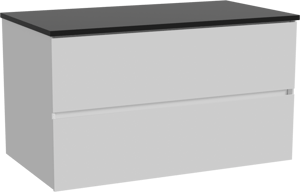 Storke Edge hängendes Möbelstück Set: 95 x 52 cm, Weiß glänzend, mit Panton Einzel Waschtischplatte, Pulverbeschichtetes MDF Schwarz matt