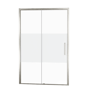 Balmani Senses Design douche schuifdeur links 160 cm x 210 cm Helder glas met matte strook glas, Brushed CoolMetal profielen