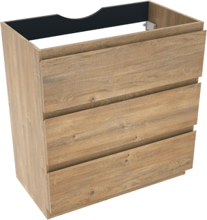 Linie Lado staande wastafelonderkast 80 x 46 cm naturel eiken 3 lades