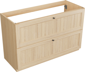 Balmani Lemon stehender Waschbeckenunterschrank: 135 x 55 cm, Naturbelassene Eiche Furnier, 2 Schubladen
