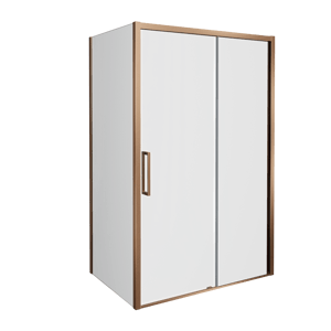 Balmani Senses Design douchehoek met rechtse schuifdeur en vaste zijwand, 120 x 90 cm, Helder glas, Brushed Rosegold profielen, met coating