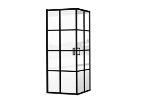 Luca Varess Vidor douchehoek met hoekinstap met 2 schuifdeuren 80 x 80 cm Square glas mat zwart profiel
