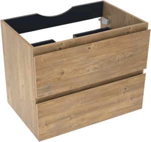Linie Lado hängender Waschbeckenunterschrank: 70 x 46 cm, Eiche Natur, 2 Schubladen