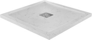 Linie Lido douchebak 80 x 80 cm composietmarmer witte marmer look leisteenstructuur