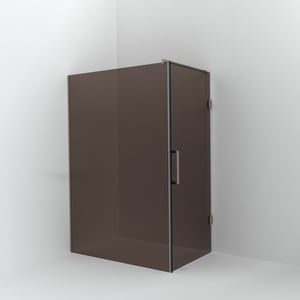 Balmani Modular Walk-In Dusche mit Tür: 140 x 200 cm mit Tür 90 cm, Bronze Glas, Profil Brushed CoolMetal