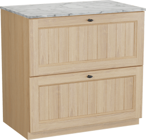 Balmani Lemon staand badkamermeubel 90 x 55 cm, fineer natuur eik met Stretto enkel tablet in carrara