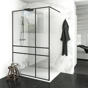 Balmani Framed Plus douche à l'italienne 160 x 210 cm gauche verre crossed profil noir
