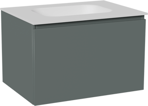 Balmani Sfera by Lucida zwevend badmeubel 75 x 55 cm forest met Tablo Arcato enkele wastafel in solid surface mat wit