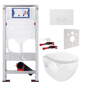Linie Waldo wc suspendu blanc brillant sans bride avec Geberit Sigma réservoir de chasse encastré UP320 avec cadre Burda et plaque de commande