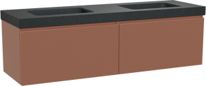 Balmani Sfera by Lucida zwevend badkamermeubel 180 x 55 cm cotto met Napoli dubbele wastafel in graniet zwart