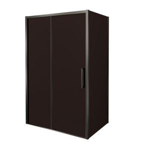 Balmani Senses Design Eckdusche: Schiebetür (Links) mit fixierte Seitenwand, 140 x 80 cm, Bronze, Profil Brushed GunMetal, inklusive Coating