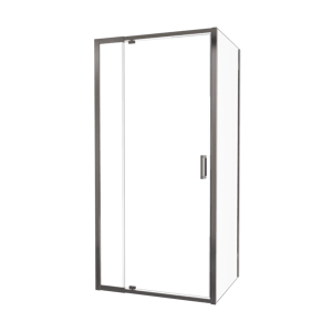 Luca Varess Vidor Telescope douchehoek met draaideur en vaste zijwand 100 x 80 cm helder glas glans chroom profiel