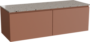 Balmani Sfera by Lucida zwevend badkamermeubel 150 x 55 cm cotto met Stretto enkel of dubbel tablet in terrazzo greige terrazzo