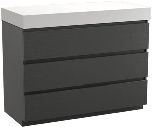 Balmani Lucida meuble salle de bains à poser 120 x 55 cm chêne noir avec Dominus tablette simple ou double en solid surface blanc mat