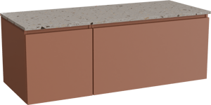 Balmani Sfera by Lucida zwevend badkamermeubel 135 x 55 cm cotto met Stretto enkel of dubbel tablet in terrazzo greige terrazzo