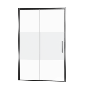Balmani Senses Design douche schuifdeur links 160 cm x 210 cm Helder glas met matte strook glas, Chroom profielen