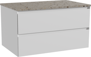 Balmani Mitra meuble salle de bains suspendu 90 x 55 cm blanc mat avec Stretto tablette simple en terrazzo greige terrazzo