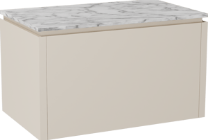 Balmani Eclips meuble salle de bains suspendu 90 x 55 cm Sandbeige avec Stretto tablette simple en Marbre Carrare