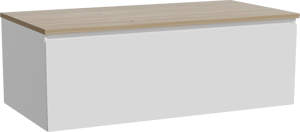 Storke Edge zwevend badmeubel 105 x 52 cm mat wit met Panton enkel wastafelblad in melamine ruw eiken