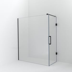 Balmani Modular inloopdouche met deur: 170 x 200 cm met deur 80 cm, Helder glas met coating, Mat zwarte profielen