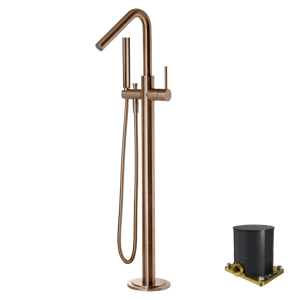 Blaufoss Round Move robinet baignoire îlot avec douchette Brushed Rosegold