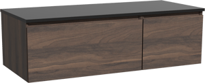 Storke Edge hängendes Möbelstück Set: 120 x 52 cm, Nussbaum, mit Panton Einzel- oder Doppel Waschtischplatte, Pulverbeschichtetes MDF Schwarz matt