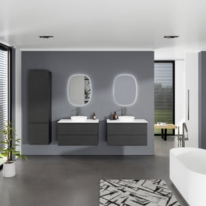 Balmani Lucida meuble salle de bains avec tablette pour vasques Stretto