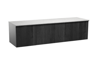Balmani Forma meuble salle de bains suspendu 180 x 55 cm chêne noir avec Stretto tablette simple ou double en marbre carrara, Nervure droite symétrique verticale