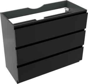 Linie Lado staande wastafelonderkast 100 x 46 cm Mat Zwart 3 lades