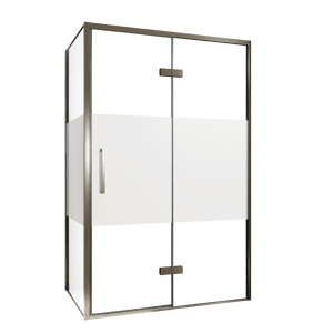 Balmani Senses Design douchecabine met rechtse draaideur en vaste zijwand, 120 x 90 cm, Helder glas met matte strook, Brushed GunMetal profielen
