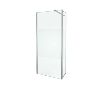 Balmani Move Walk-In-Dusche mit beweglicher Seitenwand 90 x 200 cm Klarglas mit mattiertem Streifen, inklusive Coating, glänzend, chrom Profil