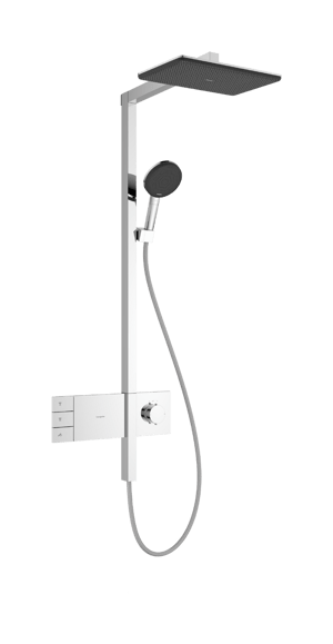 Hansgrohe Raindance Alive Q Showerpipe Duschsystem 210/340 2jets mit Ecosmart Showerselect Comfort, Chrom Glänzend