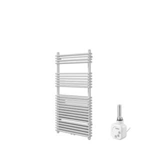 Vipera Alegria sèche-serviettes Doublé 60 x 120 cm chauffage électrique blanc mat raccordement latéral et central possible 1000W, résistance incluse