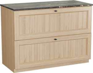 Balmani Lemon staand badmeubel 120 x 55 cm, fineer naturel eiken met Stretto enkel wastafelblad in portoro gold