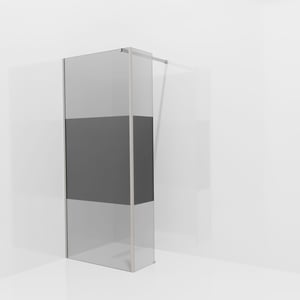 Balmani Modular Walk-In Dusche mit fester Seitenwand: 90 x 200 cm, Rauchglas mit mattiertem Streifen, inklusive Coating, Profil Brushed Inox