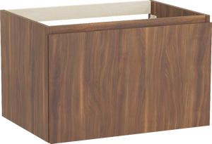 Balmani Sfera by Lucida hängender Waschbeckenunterschrank: 75 x 55 cm, Amerikanischer Nussbaum, 2 Schubladen
