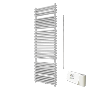 Vipera Alegria sèche-serviettes Doublé 60 x 180 cm chauffage électrique blanc brillant raccordement latéral et central possible 1.500W, résistance incluse