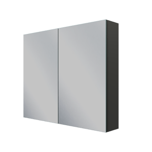 Linie Montro Spiegelschrank Bad: 90 x 75 cm, Schwarz Matt